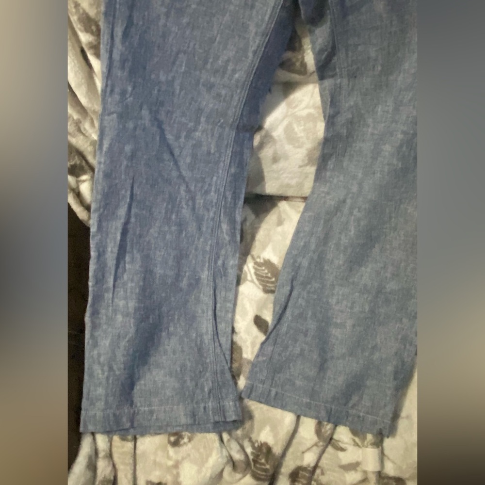 Pilcro And The Letterpress Anthropologie Pant Women Size2 Blue Linen‎ Wide Leg - Picture 4 of 7